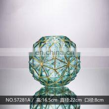 Luxury Modern Glass Gold Line Plated Colored Crystal Flower Vase For Home Decoration thumbnail-5