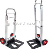 Durable alloy foldable hand trolley luggage trolley with rubber wheels
