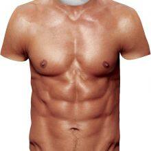 Unisex 3D Fake Abs T Shirts Shredded Chest Printed Short Sleeve Costume Novelty Tees Shirt