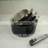 4 Pcs Removable Handle Saucepan Set With Black Ceramic Paining Outside