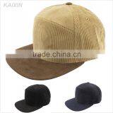 Custom Vintage Blank Plain Suede Flat Bill Brim 5 Panel Corduroy Snapback Camper Cap Hats Quality Choice thumbnail-4