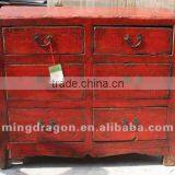 Chinese Antique Furniture Pine Wood Gansu Six Drawer Cabinet thumbnail-1