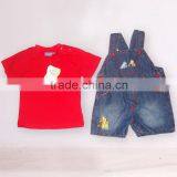 2016 New Style Summer Boy Baby Wholesale Casual Suit Fashion Short Sleeve T-shirt and Overalls Children Kids Clothing Set thumbnail-3