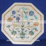 Octagonal Lapiz Lazuli Marble Inlay Plate Pietra Dura Plate thumbnail-1