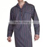 Hot Sale Men's Thermal Long Sleeve Cotton Check Knitted Stripe Nightshirt thumbnail-3