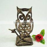 Shabby Chic Antique White Tabletop Decorative Metal Owl Decor thumbnail-1