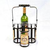 French Style Antique Black 4 Bottle Holder Basket