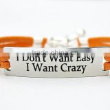 OEM factory I want crazy Inspirational Charm Bracelet Stainless Steel
