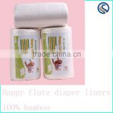 happy flute 100% Biodegradable diaper Liner soft 100%bamboo Nappy Liners Flushable Diaper Liner