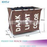 600D Oxford Cloth Portable and Folding Dirty Garment Laundry Basket Closed,3 Compartments Laundry Hamper Quality Choice thumbnail-1