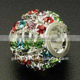 Brass Rhinestone European Beads, Silver Color, 17.5x15mm, Hole: 7mm(CPDL-Q002-S) thumbnail-1