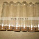 clear plastic test tube with cork cap