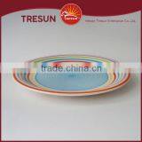 Hot Selling Red Strip Ceramic Handpainted Round Plate thumbnail-6