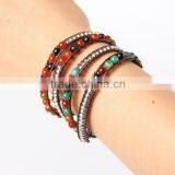 Wholesale Multi-layer Wrap Leather Bracelets & Bangles Fashion POP Jewelry 75cm Free Shipping! thumbnail-4