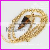 KJL-A0301 pyramid point shape tiger eyes quartz druzy stone necklace,natural gem stone pendant chain necklace jewelry