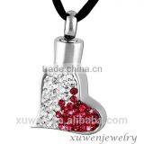 Custom OEM Red Crystal 316l Stainless Steel Cremation Keepsake Jewelry Quality Choice
