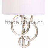 1017-1 Sleek Brushed Steel Finish Raindrops Falling on a Calm Body of Water Intertwining Circles Plug-In Wall Sconce thumbnail-3