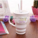 Creative Hot-selling Customized Slim Waist Ceramic Tea Mug With Lid and Spoon thumbnail-6