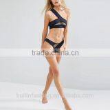 China Wholesale Swim Wear Bikini Gold Supplier Custom Fashion One Shoulder Bralette Hipster Cut Sexi Open Bikini thumbnail-5