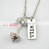 Weightlifting Barbell Weakness Is a Choice Charms Sports Gym Necklace thumbnail-4