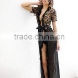 Embroidery Long Lingerie Women Sexy Bridal Nighty thumbnail-6