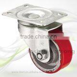 Ball Bearing Furniture Hardware 75mm Red PU Swivel Caster Wheel thumbnail-1