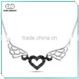 necklace heart with zirconias black rhodium