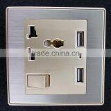 Stainless Steel Usb Wall Power Socket With Surge Protector thumbnail-2