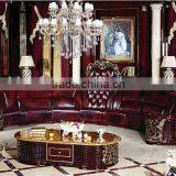 Luxurious American Style Genuine Leather Corner Sofa Set, Elegant Palace Living Room Furniture(MOQ=1 SET) thumbnail-1