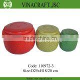 Mini Round Colorful Bamboo Basket With Lid in Natural Color for Food