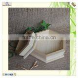 Individual Hexagon Wood Storage Picnic Tray Hamper thumbnail-1