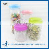 Clear Food Storage Glass Jar With Plastic Handle Lids thumbnail-1