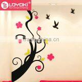 Wood Design 3d Wall Decal for Living Room Colorful Stickers for Home Decor Beautiful Wood Flower Sticker thumbnail-3
