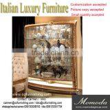 18th Century Baroque Classic Living RoomCabinet/European Antique Gold Wooden Hand Made Wine Golden Wine Glass Display Cabinet thumbnail-1