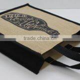 Recycled Jute Fabric Three Bottle Wine Bag With Jute Self Handle thumbnail-4