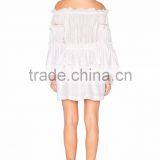 Long Sleeve off Shoulder Ruffle White Elegant Dress Fashion Woman Holiday Dress thumbnail-2