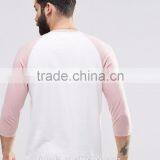 Men 100% Cotton Crew Neck Contrast Raglan 3/4 Sleeve T-shirt Wholesale Custom thumbnail-2
