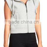 Cheap Price Gray Bomber Vest Manufacturer Wholesale Plain Sleeveless Hoodie for Woman thumbnail-1