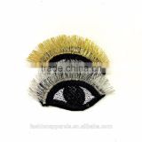 Custom high quality embroidered Golden eyelash eye patch for clothes embroidery patch made in china choose size/color