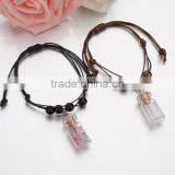 Couple Woven Cord Glass Wishing Bottle Bracelets Diy Wishing Bottles Charms Leather Cord Bracelets for Valentine's Gifts 2017 thumbnail-5
