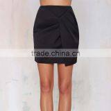 MGOO 2015 Cheap Price OEM Services Women Black Wrap Office Skirts Mini Above Knee Length Wraparound 15144A413 thumbnail-5