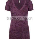 Next Level Apparel Ladies' Burnout Crossover V-Neck Tee - Made From Pre-shrunk 65% Polyester and 35% Cotton Jersey. thumbnail-3