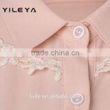 Cute Lace Designed Pink 2015 New Design Chiffon Lady Blouse/woman Blouse thumbnail-3