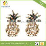 Cute Champagne Pineapple Shaped Luxury Women Wedding Charm Statement Earrings Cheap Wholesale Stud Earrings thumbnail-1