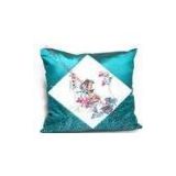 Modern Decorative Silk Throw Pillows, Square Blue Silk Cushion For Hotel 45x45cm