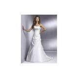 High quality taffeta spaghetti material beaded bridal wedding gown custom made