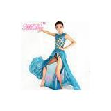 Floral Sequin Bodice Mesh Sleeveless Side Slit Maxi Dress Floor Length
