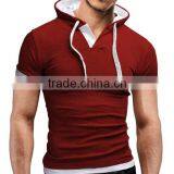 Factory OEM Services Short Sleeve High Quality Cheap Plain Two Tone Hoodie With Customized Logo thumbnail-1