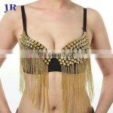 Egyptian Style Sexy Belly Dance Bra With Gold and Silver Rivet and Metal Tassel Decoration YD-003# thumbnail-2