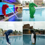 Carton Animal Design Fiberglass Swimming Pool Waterfall